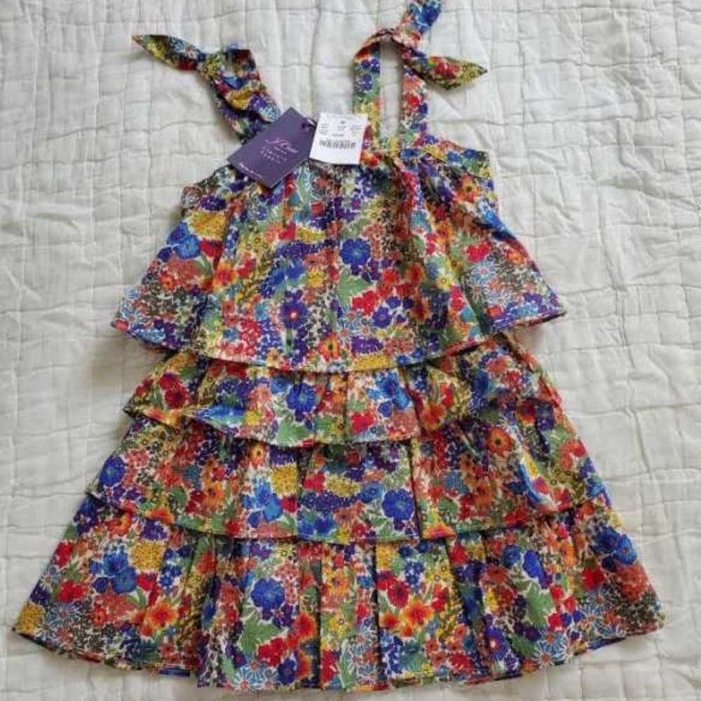NWT J. Crew x Liberty Tiered ruffle Multicolor Floral Kids Dress Margaret Annie
